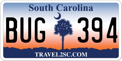 SC license plate BUG394