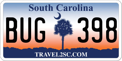 SC license plate BUG398