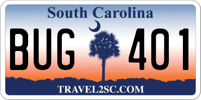 SC license plate BUG401