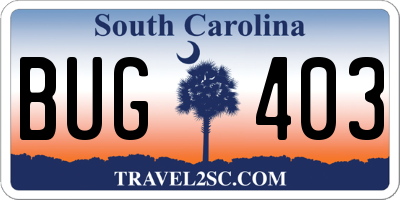 SC license plate BUG403
