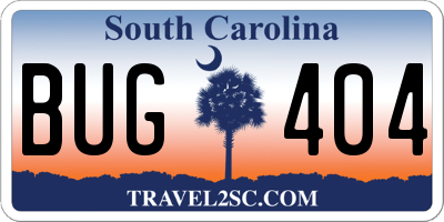 SC license plate BUG404