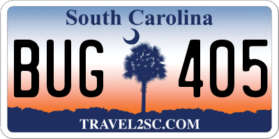 SC license plate BUG405