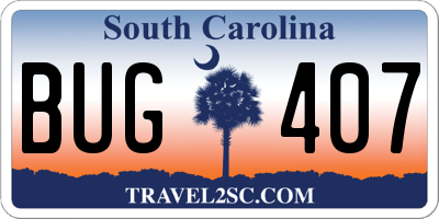 SC license plate BUG407