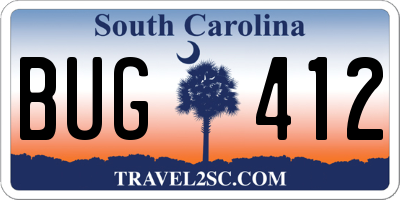 SC license plate BUG412