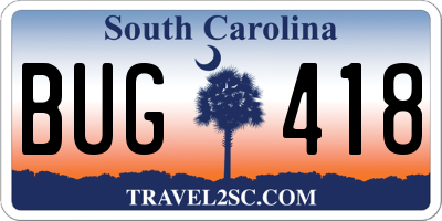 SC license plate BUG418