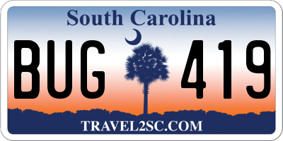 SC license plate BUG419