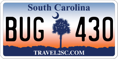 SC license plate BUG430