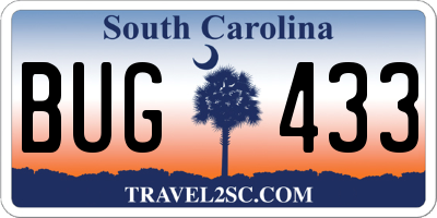 SC license plate BUG433