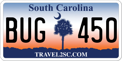 SC license plate BUG450
