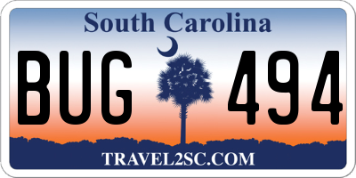 SC license plate BUG494