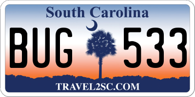 SC license plate BUG533