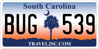 SC license plate BUG539