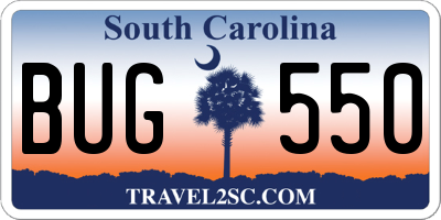 SC license plate BUG550