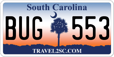SC license plate BUG553