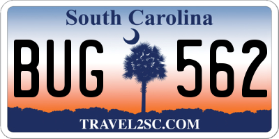 SC license plate BUG562