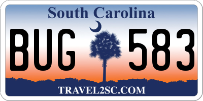 SC license plate BUG583