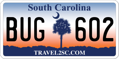 SC license plate BUG602