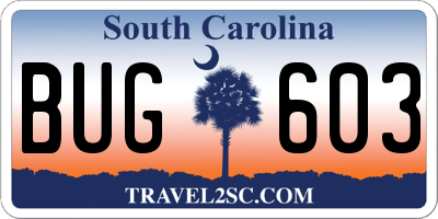 SC license plate BUG603
