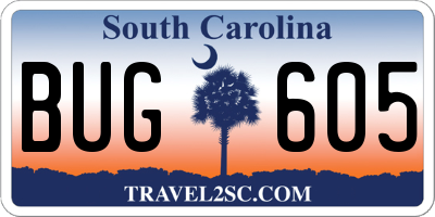SC license plate BUG605