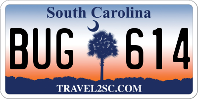 SC license plate BUG614