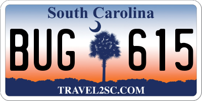 SC license plate BUG615