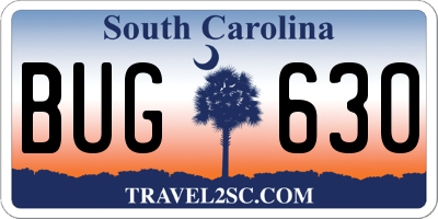 SC license plate BUG630