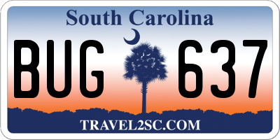SC license plate BUG637