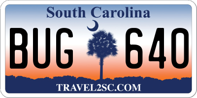 SC license plate BUG640