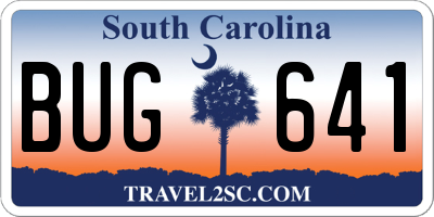 SC license plate BUG641