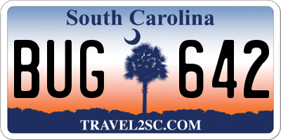 SC license plate BUG642