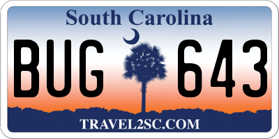 SC license plate BUG643