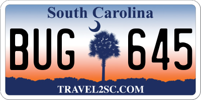 SC license plate BUG645