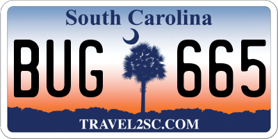 SC license plate BUG665