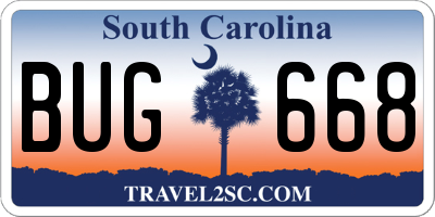 SC license plate BUG668