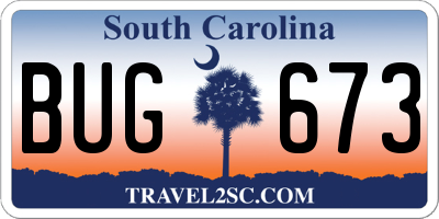 SC license plate BUG673