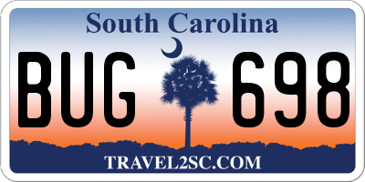 SC license plate BUG698