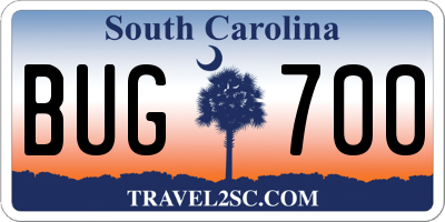 SC license plate BUG700
