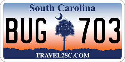 SC license plate BUG703