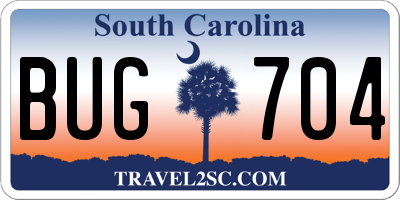 SC license plate BUG704