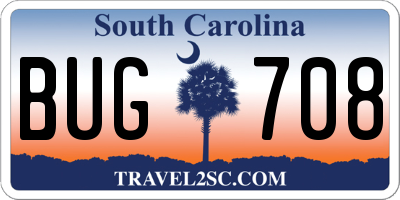 SC license plate BUG708