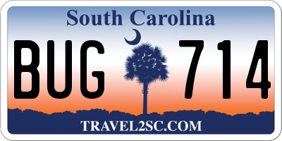 SC license plate BUG714