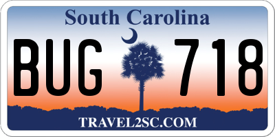SC license plate BUG718