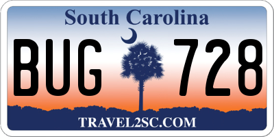 SC license plate BUG728