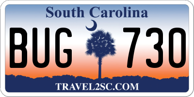 SC license plate BUG730