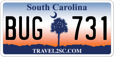 SC license plate BUG731