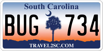 SC license plate BUG734