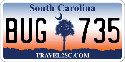 SC license plate BUG735