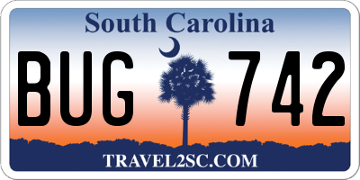SC license plate BUG742