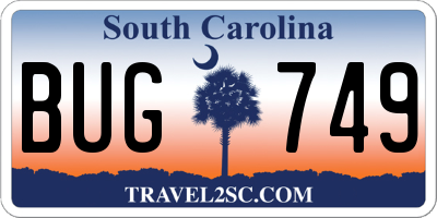 SC license plate BUG749