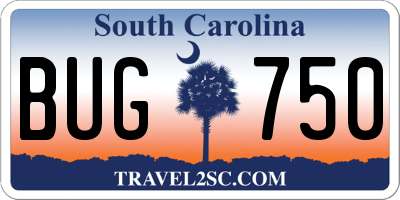SC license plate BUG750